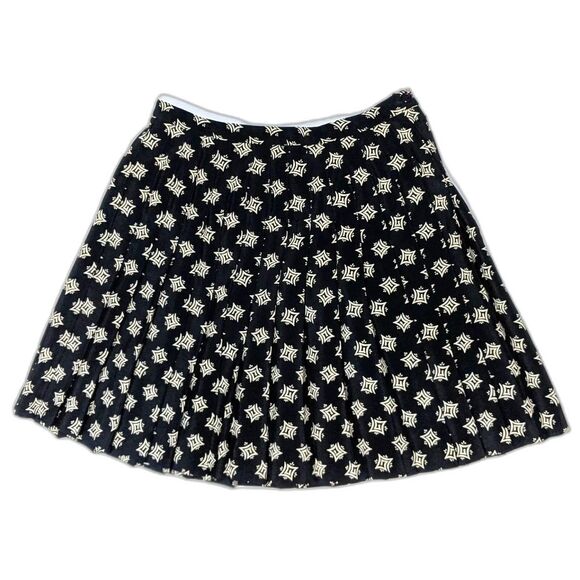 Vintage Express Pleated Mini Skirt 90s Dark Navy Blue Graphic size 9/10 - Picture 2 of 8